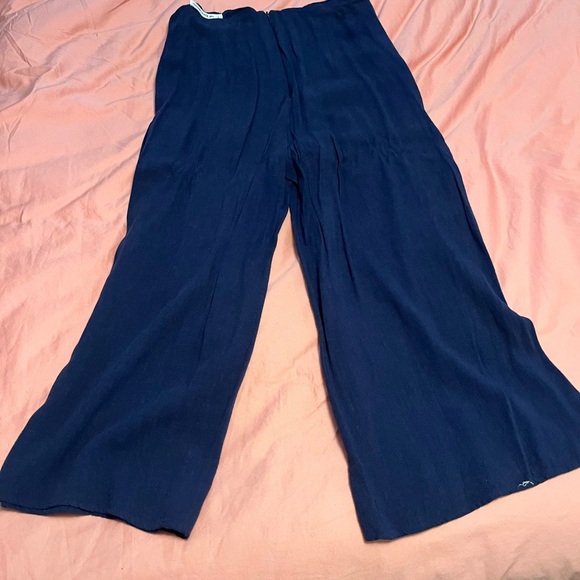 Linen wide leg high waist cropped pants - Picture 3 of 4